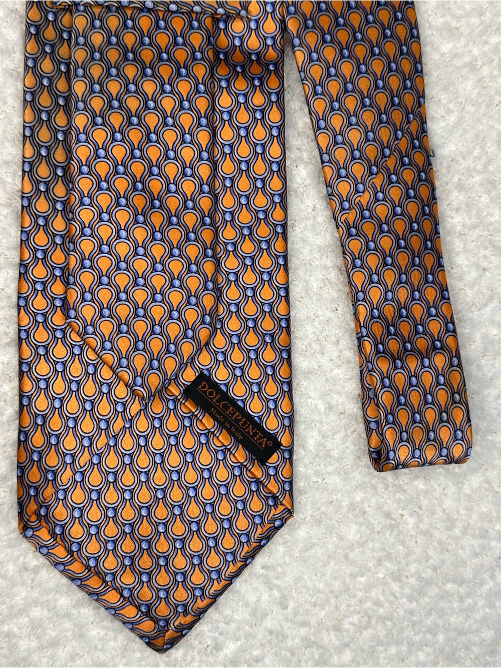 Dolcepuntato Orange & Blue Patterned Silk Tie
